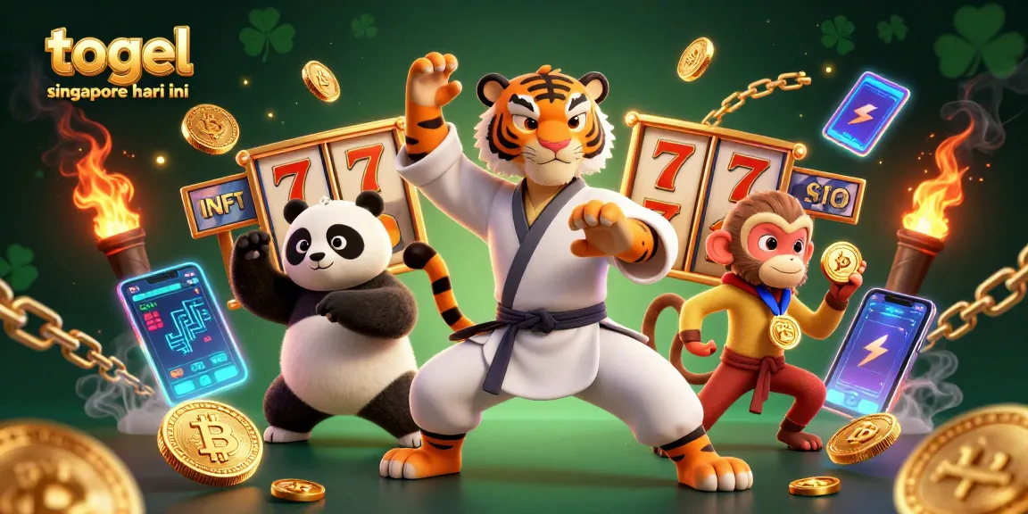 Experience the thrill of togel singapore hari ini with a lively 3D casino scene featuring dynamic characters and gaming elements.