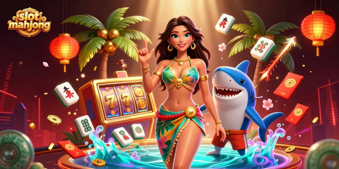 Experience the slot mahjong action with vibrant characters and dynamic casino elements in a stunning illustration.