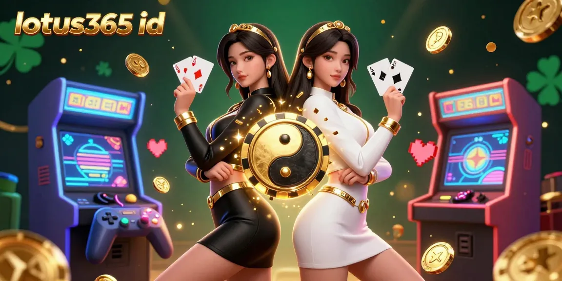 Engage with the dynamic lotus365 id experience featuring twin Asian women in a casino-themed scene.
