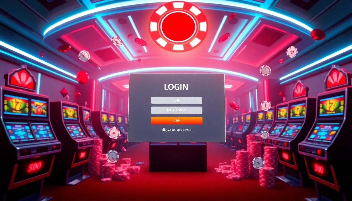 Masuk ke garasislot login dengan antarmuka yang menarik dan simbol game slot penuh warna.