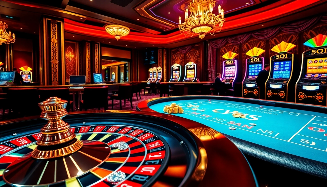 Engage in thrilling casino experiences while exploring Giải mã giấc mơ themes amidst vibrant gaming tables and slots.