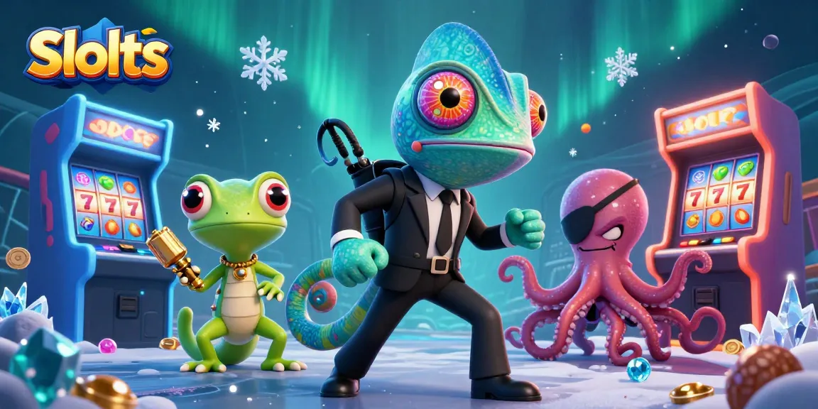 Spin the Slots depicted with colorful characters in an engaging casino illustration
