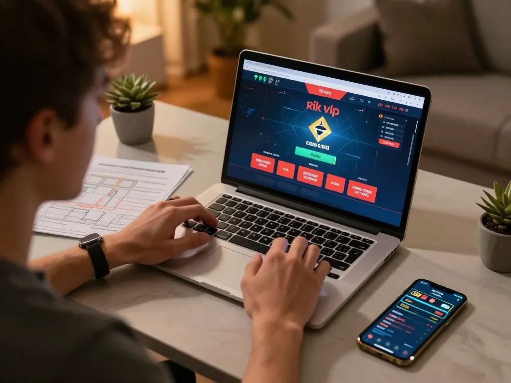 Engaged player navigating rik vip online casino interface during intense gameplay