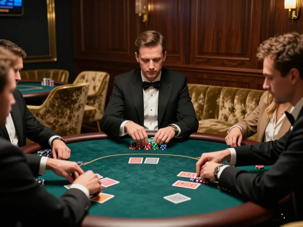 pemain aman788 merumuskan strategi permainan poker mereka dalam pengaturan yang mewah