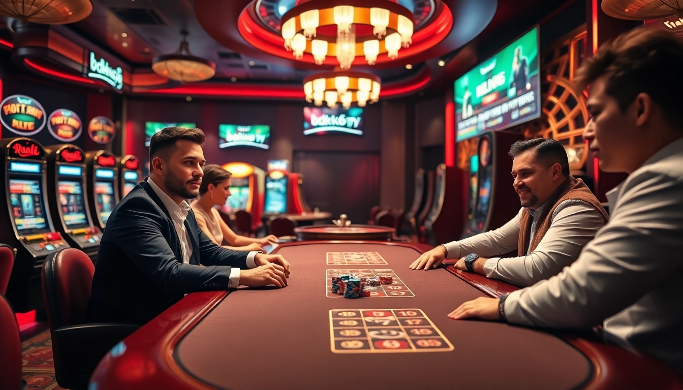 Gamble in style at bdtk66 my's luxurious casino, showcasing blackjack and roulette excitement.