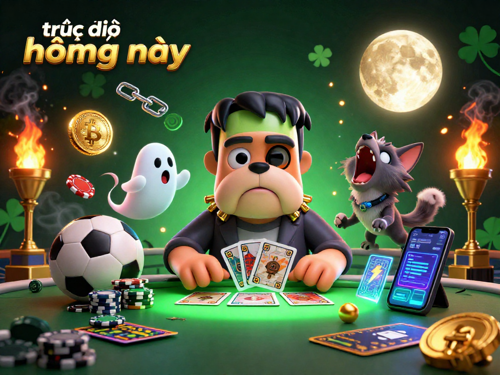 Catch the latest trực tiếp bóng đá hôm nay action with our vibrant sports betting illustration featuring quirky characters and dynamic elements.