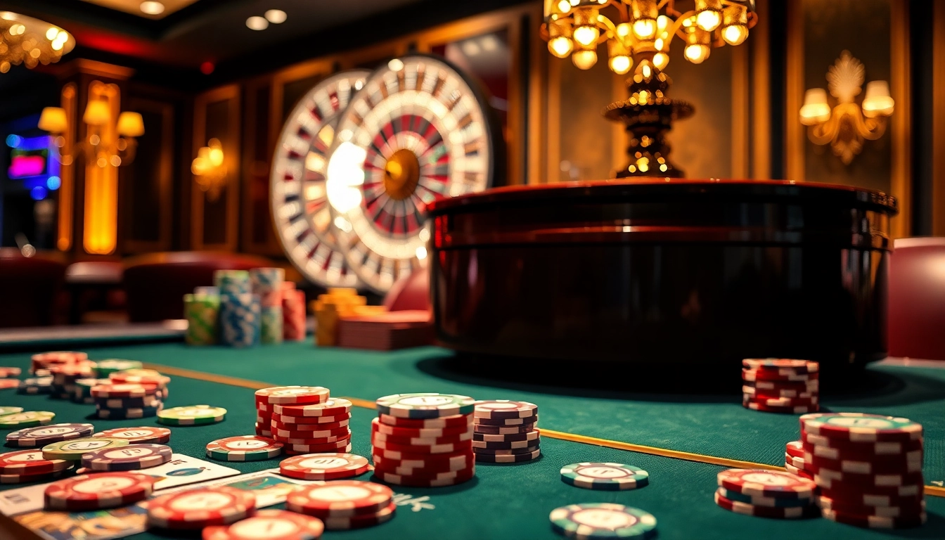 Engage in an exciting round of the B52 game at a luxurious casino table with chips and cards.