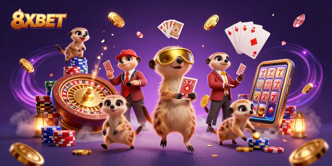 Experience exciting gameplay with 8XBET as meerkats run a lively casino operation.