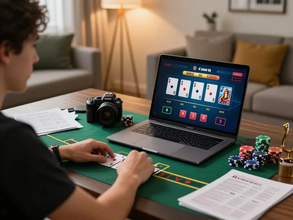 Engaging in live dealer blackjack on 98winlive at home with strategic notes visible.