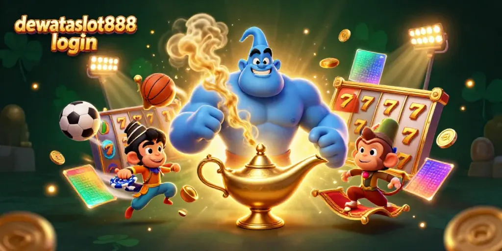 Login dewataslot888 dengan fitur jackpot dan slot, lengkap dengan elemen kasino.