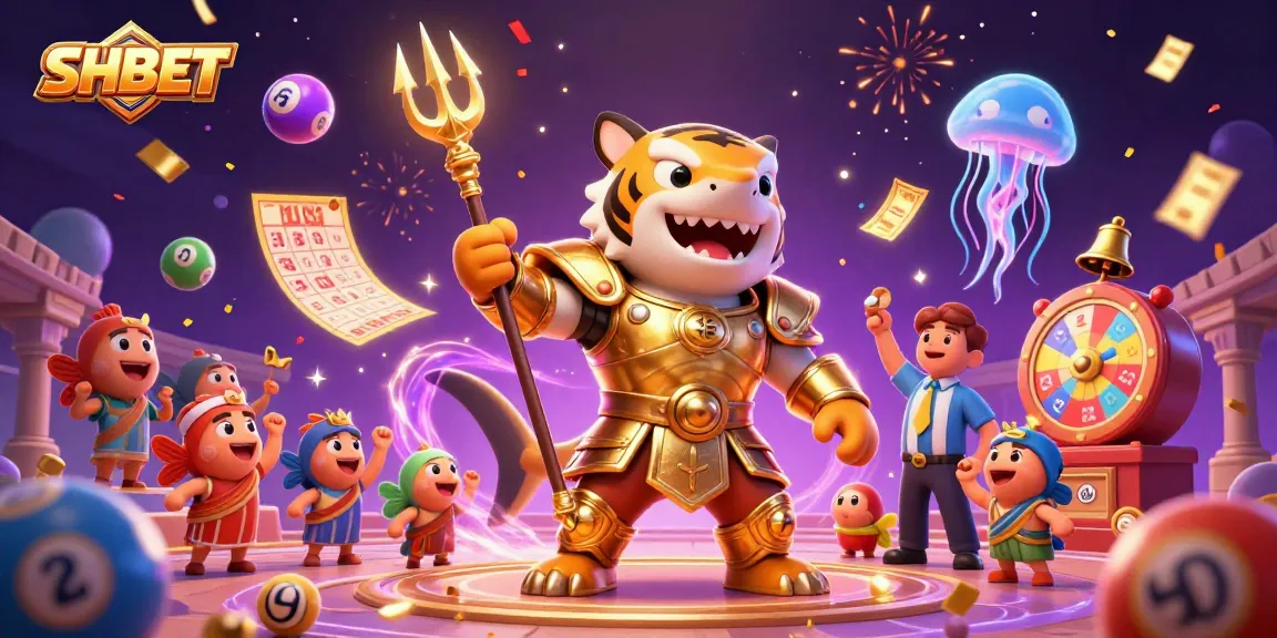 Experience the excitement of SHBET with dynamic gambling action featuring a comic tiger shark in an underwater colosseum.