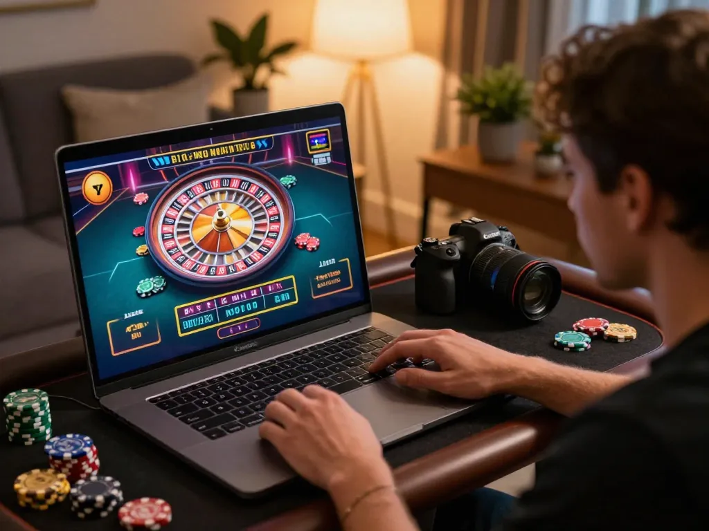 Engaged player enjoying live dealer game on say88 online casino platform, showcasing roulette spin